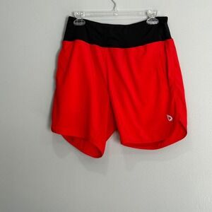 Baleaf Mens Running Shorts Red Black Athletic Training Gym Zipper Pocket Med.